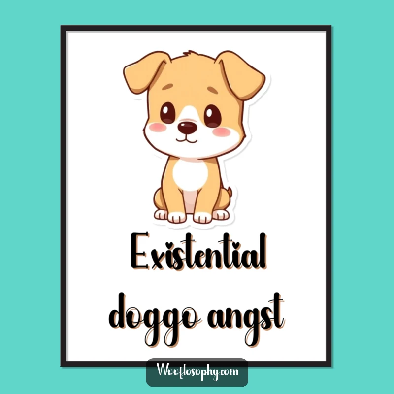 Funny Dog Pondering Shadow Digital Art: Instant Humor for Walls, Perfect Funny Gift Download