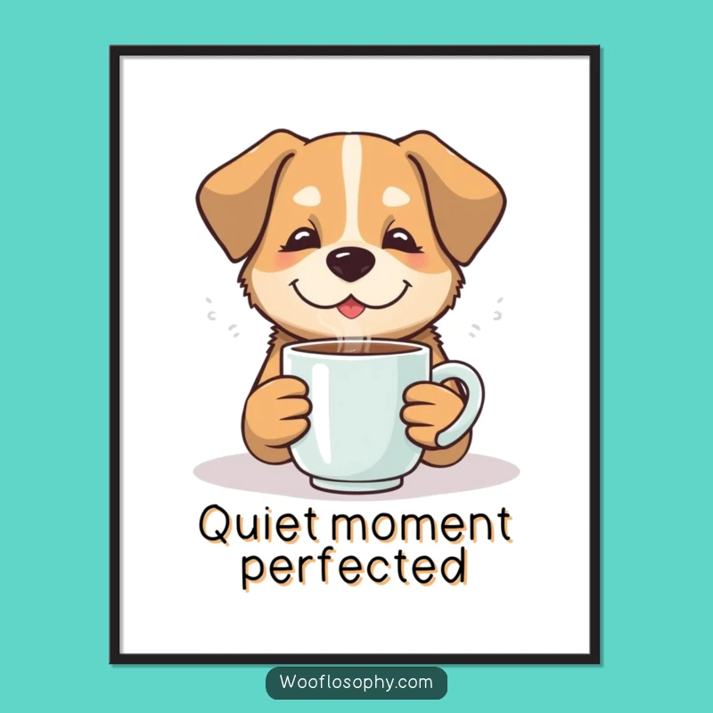 Funny Contented Dog Digital Art - Printable Cozy Scene Gift