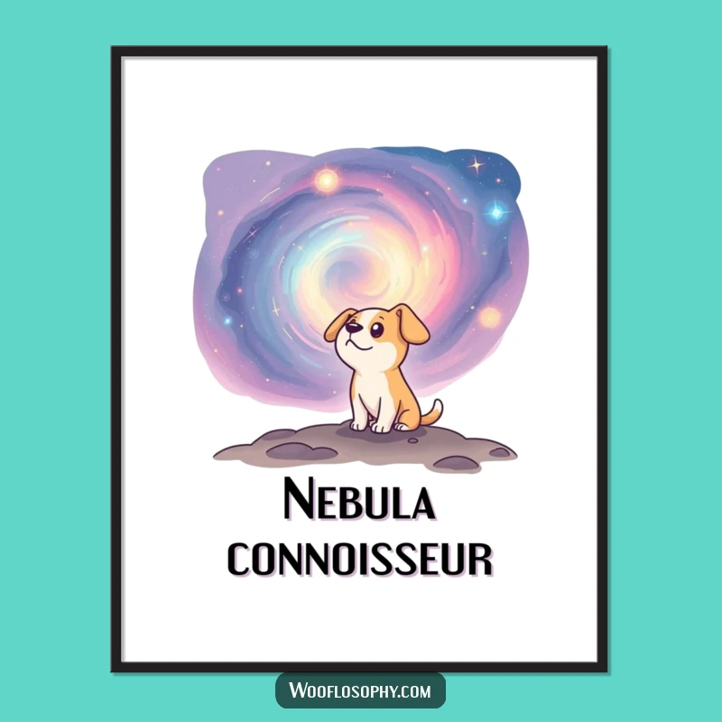 Funny Cosmic Dog Nebula Digital Art - Printable Galactic Wonder Gift