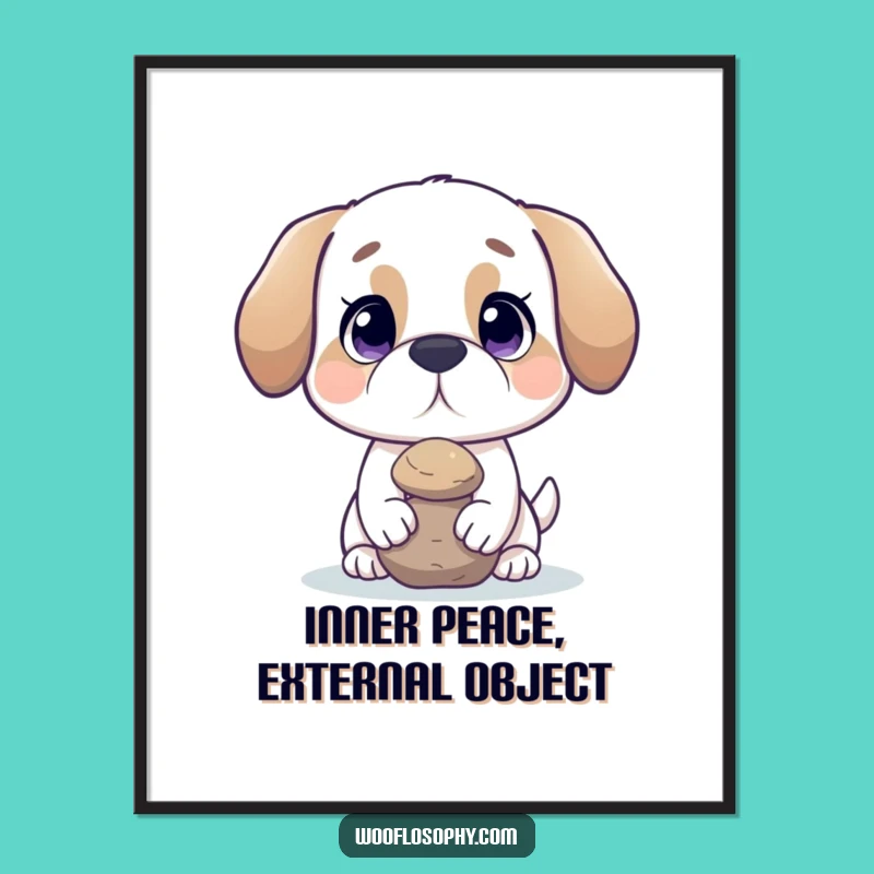 Funny Dog Balance Digital Art: Patient Pup Printable for Instant Calm