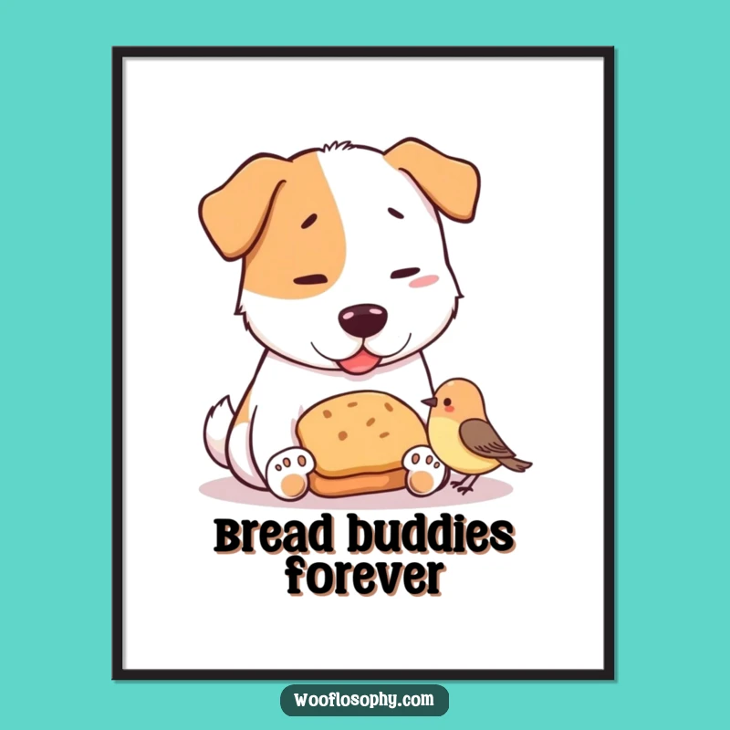 Funny Dog & Bird Bread Sharing Print: Instant Hilarious Joy for Your Walls