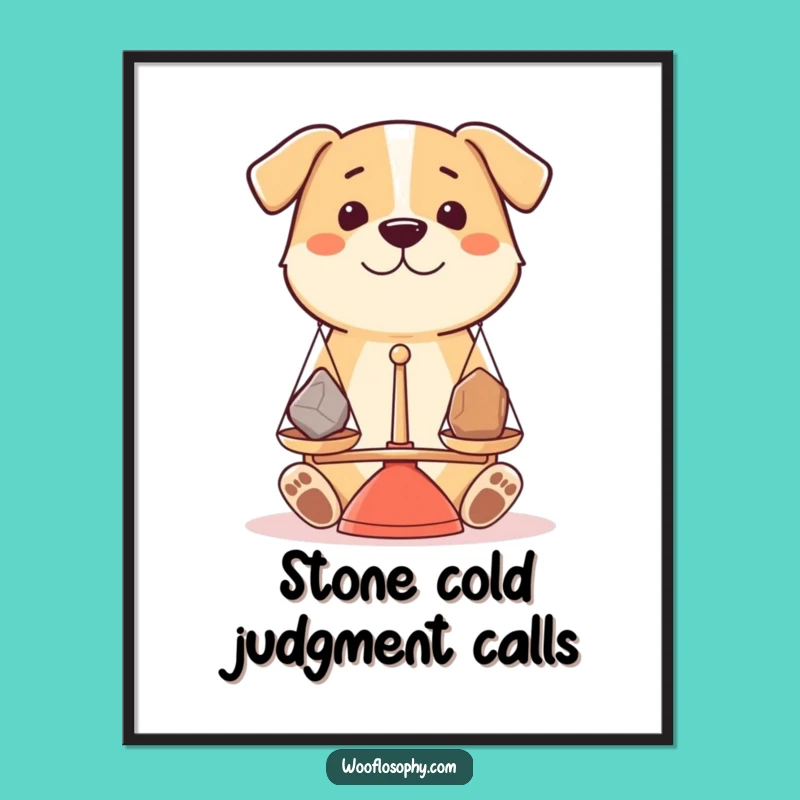 Funny Dog Digital Art - Balanced Pup Weighing Stones - Instant Thoughtful Gift