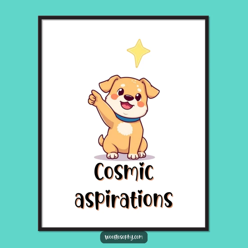 Funny Dog Digital Art: Canine Dreamer's Hopeful Point to a Shimmering Star