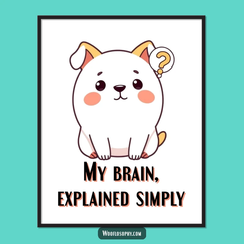 Funny Dog Digital Art: Puzzled Pup Printable for Instant Humor