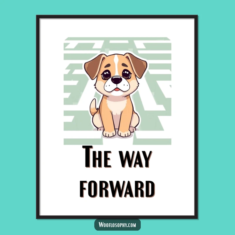 Funny Dog Maze Determination Digital Art: Pup's Calm Focus Print, a Humorous Instant Download