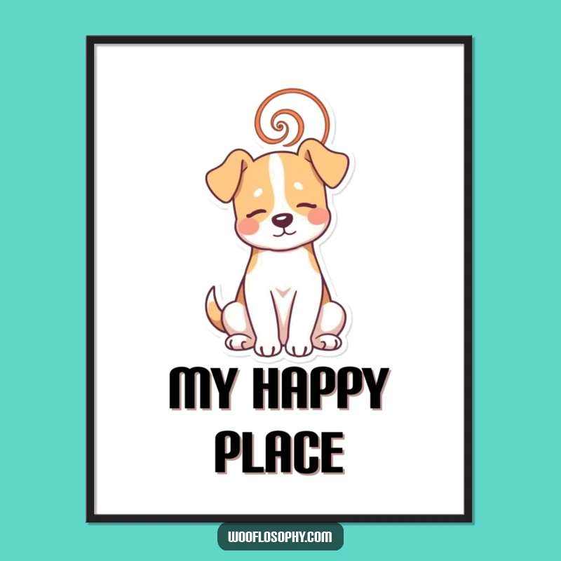 Funny Dog Zen Digital Art: Peaceful Pup Printable for Instant Calm