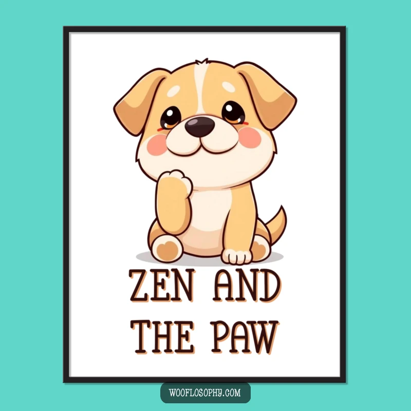 Funny Kawaii Dog Digital Print: Contemplative pup artwork, a downloadable funny gift for art lovers.