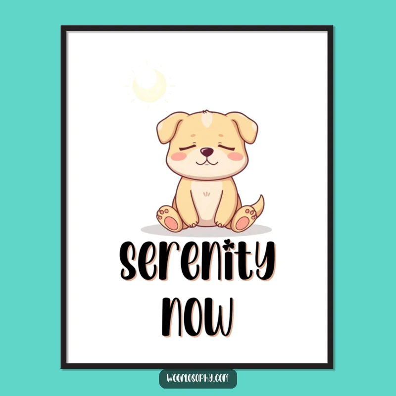 Funny Serene Dog Meditation Digital Art, Instant Download of Canine Zen Scene