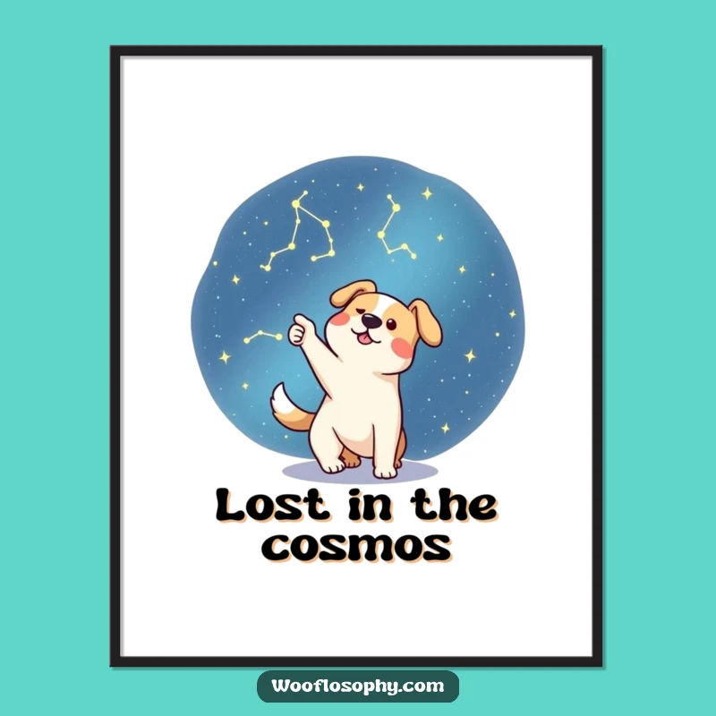 Funny Stargazer Dog Digital Art - Cosmic Pup Printable, Instant Humorous Gift