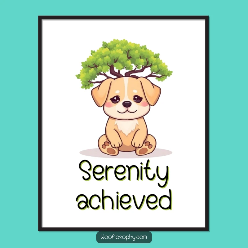 Funny Zen Dog Digital Art: Tranquil Meditation Decor for Your Space