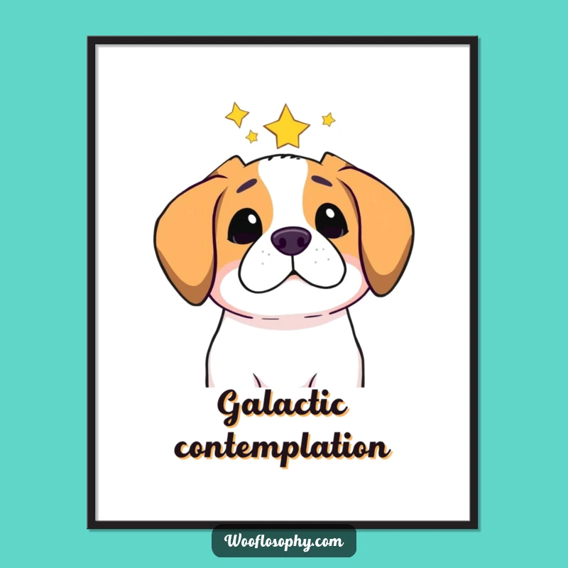Funny Star Gazer Dog Digital Print - Pondering Pup's Cosmic Thoughts, Instant Gift