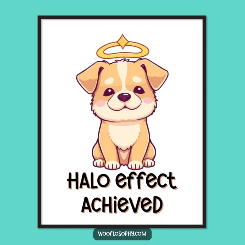 Funny Angelic Dog Digital Art: Serene Pooch Decor for Walls Gift