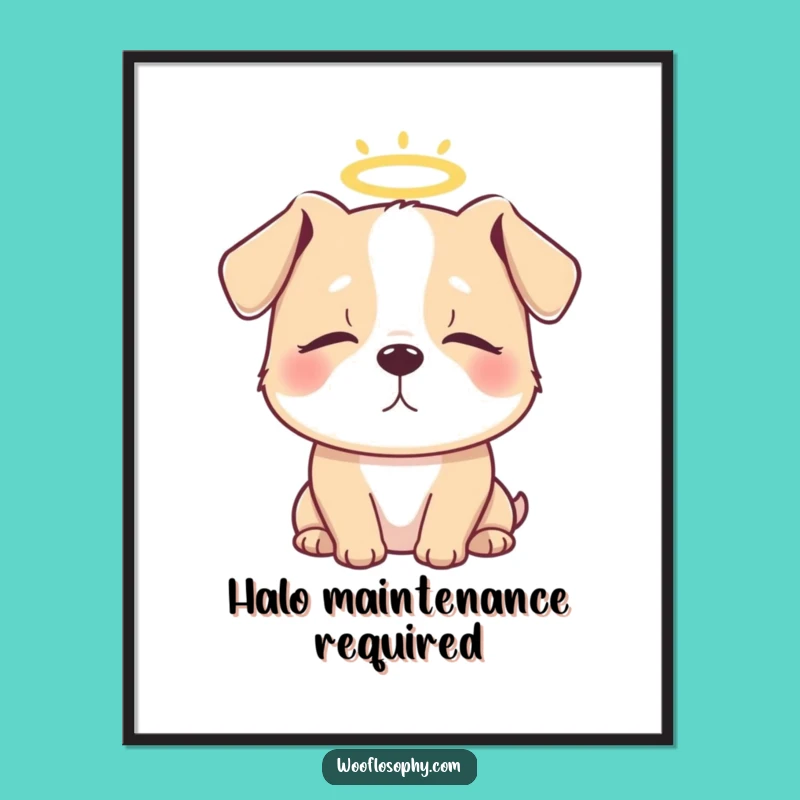 Funny Angel Dog Halo Digital Art: Bring Heaven Home