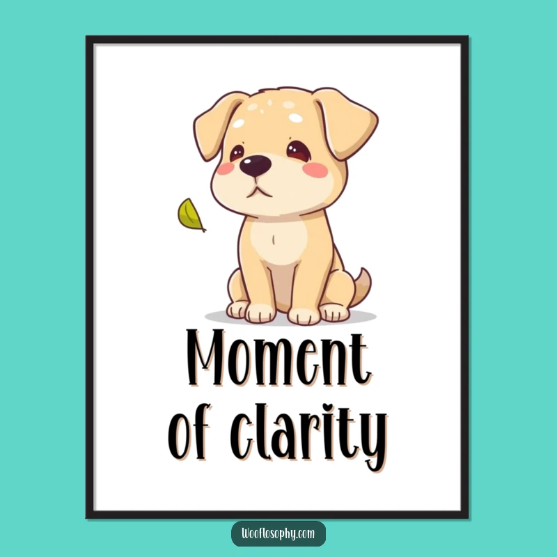 Funny Wise Dog Leaf Digital Art, Instant Download of Canine Autumn Reflection Scene