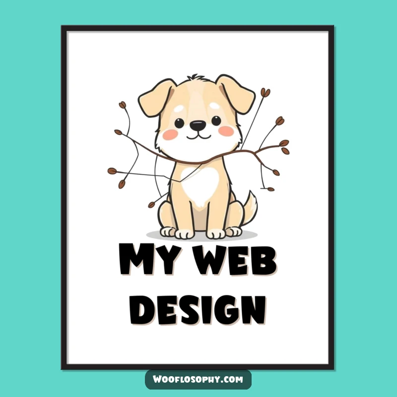 Funny Dog Web Sketch Digital Art Print: Creative Wall Decor Gift