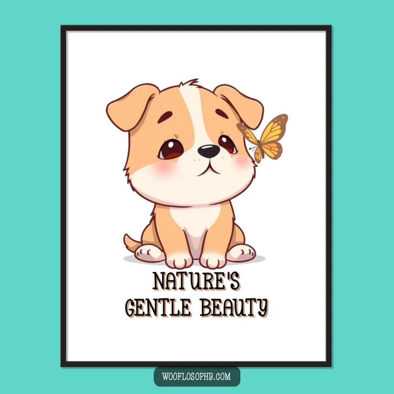 Funny Zen Dog Digital Print - Instant Butterfly Calm Art Gift!