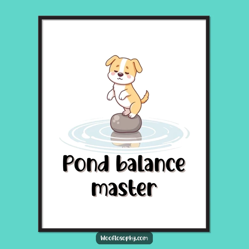 Funny Dog Pond Balance Print: Instant Hilarious Wall Art