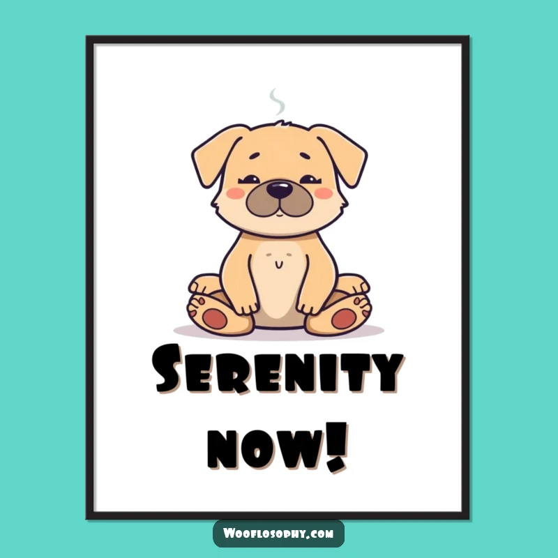 Funny Meditation Dog Digital Print - Serene Pup's Spiritual Smoke Break, Instant Gift