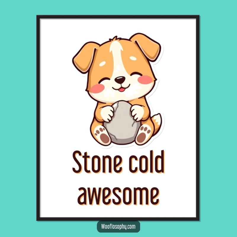 Funny Dog Stone Collector Digital Art - Printable Canine Simple Humor Decor