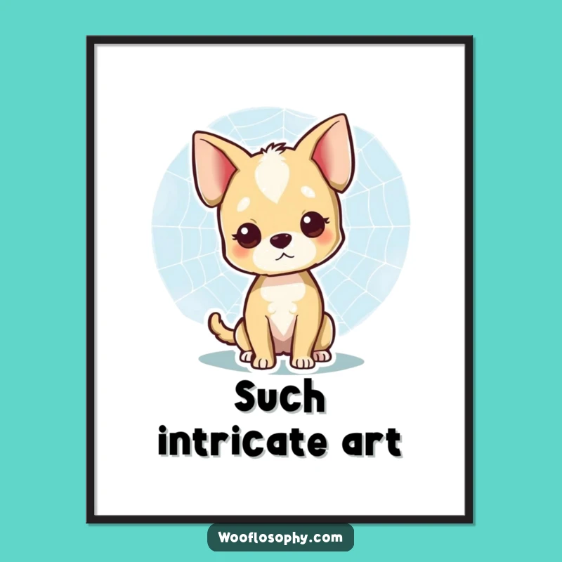 Funny Dog Spiderweb Digital Art: Instant Nature Humor for Walls, Perfect Funny Gift Download