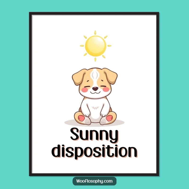 Funny Dog Zen Digital Art Print: Peaceful Meditating Pup Decor