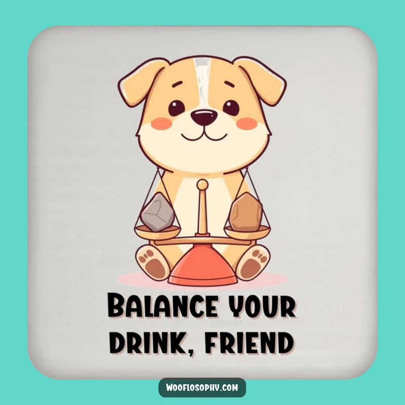 Funny Dog Coasters - Balanced Pup Weighing Options - Fun Table Protector Gift