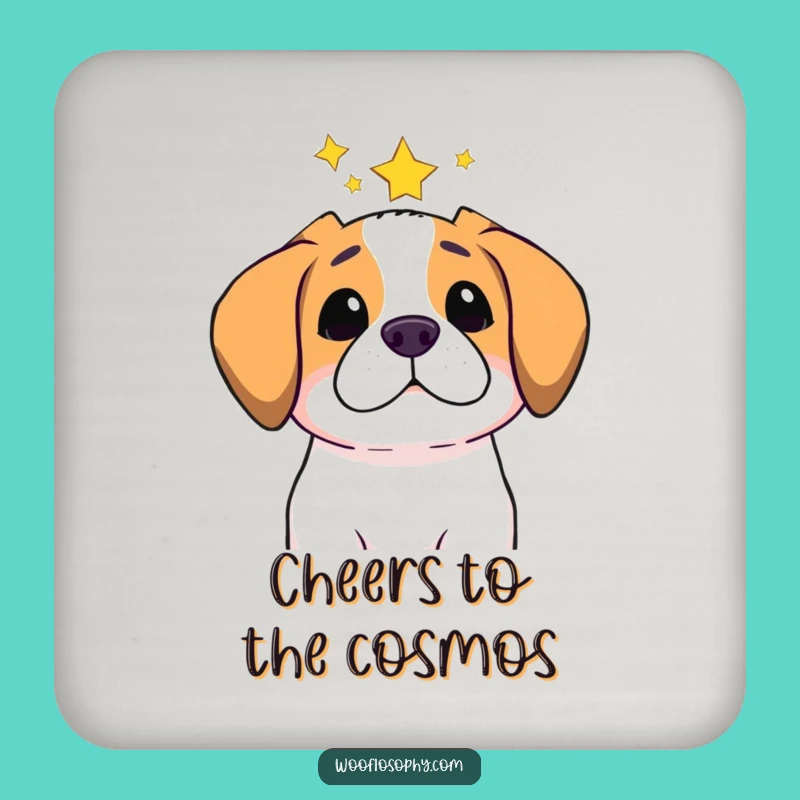 Funny Star Gazer Dog Coaster - Pondering Pup's Cosmic Thoughts, Table Gift