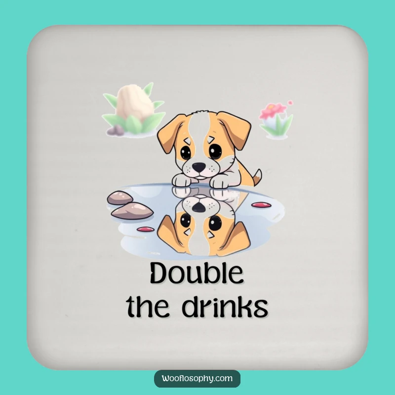 Funny Pondering Dog Coaster - Protect Surfaces with Reflective Charm