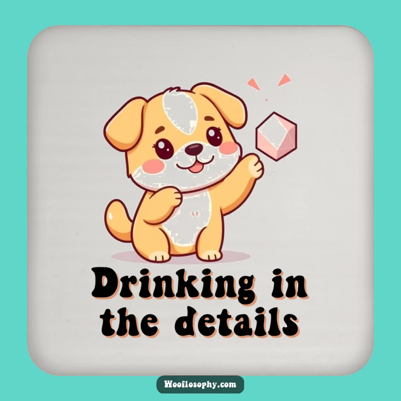 Funny Kawaii Dog Coaster: Geometric explorer protector, a charming and funny gift for tabletops.
