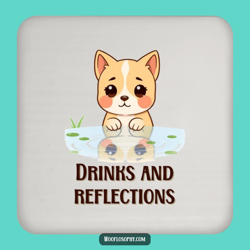 Funny Dog Reflective Pond Coaster - Add Thoughtfulness to Your Table
