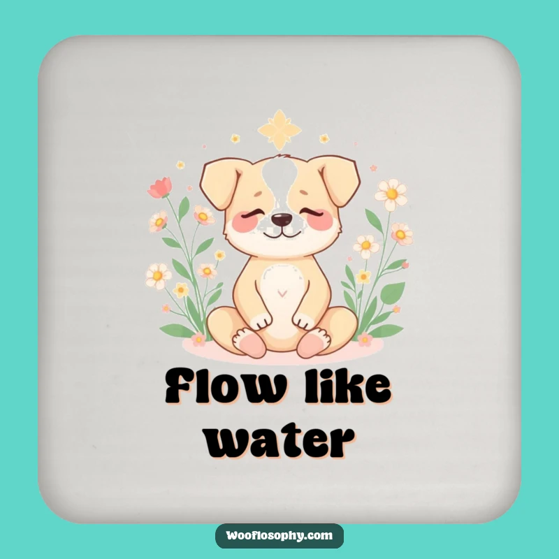 Funny Zen Dog Coaster - Protect Surfaces with Blooming Calmness