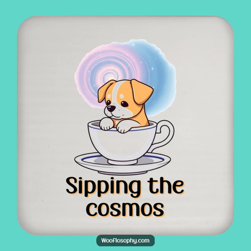 Funny Cosmic Dog Coaster: Protect Surfaces with Galactic Pooch Art Gift