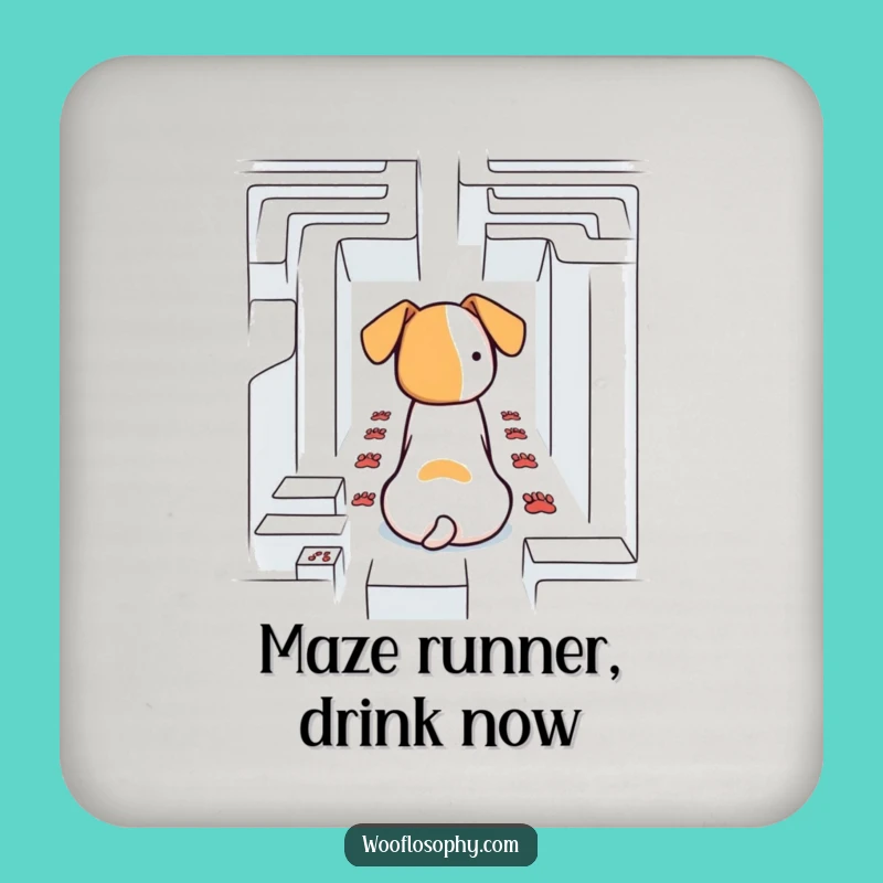 Funny Dog Coasters - Puzzled Pup Maze Navigator - Fun Table Protector Gift