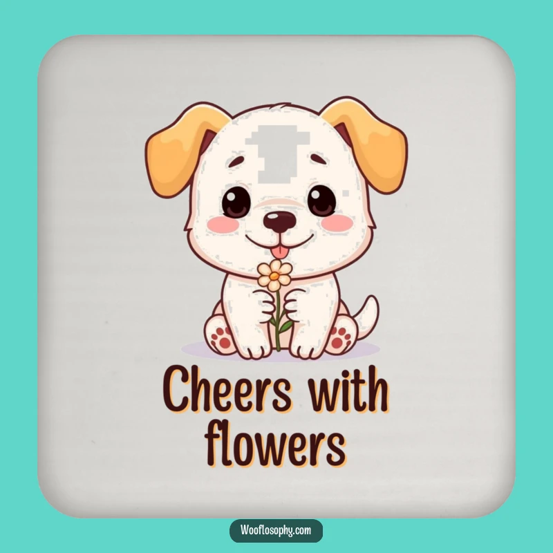 Funny Dog Flower Offering Coaster - Sweet Gift to Protect Surfaces