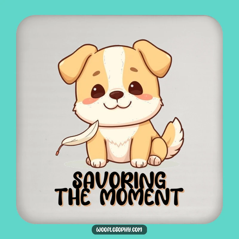 Funny Kawaii Dog Coaster: Gentle feather protector, a charming and funny gift for coffee tables.