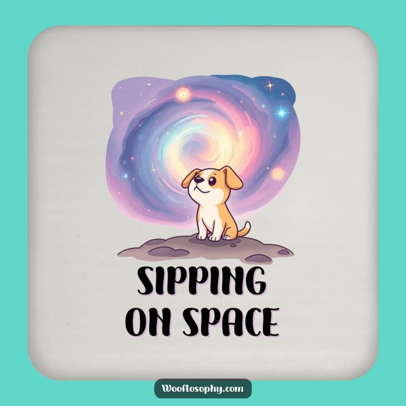 Funny Curious Dog Nebula Coaster - Protect Your Surfaces Gift