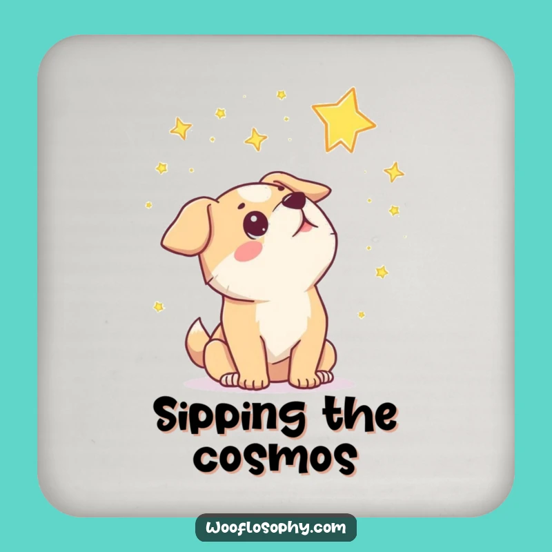 Funny Dog Stargazer Drink Coaster: Wondering Pup Protector