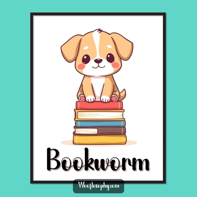 Funny Zen Dog Poster: Book Balance Art, Hilarious Gift Idea