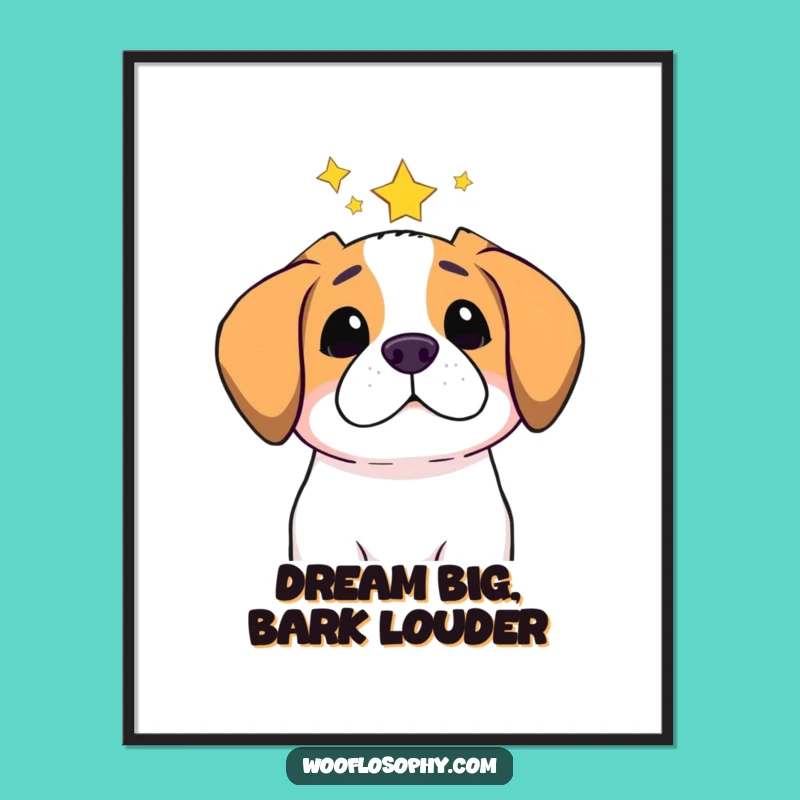 Funny Star Gazer Dog Poster - Pondering Pup's Cosmic Thoughts, Wall Art Gift