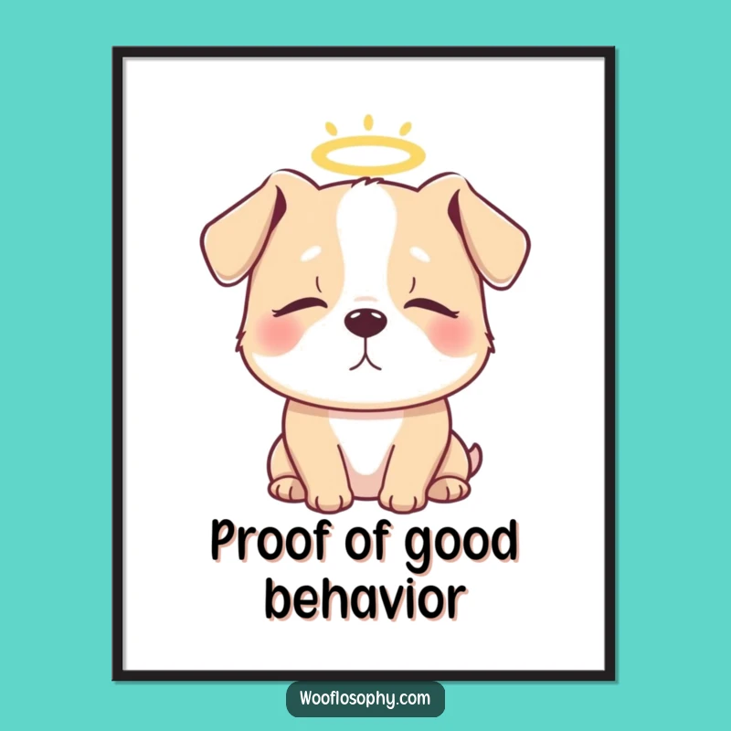 Funny Angel Dog Halo Poster: Heavenly Art for Your Walls