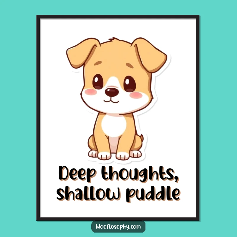 Funny Dog Pondering Shadow Poster: Quirky Canine Art Print, Hilarious Funny Gift Idea