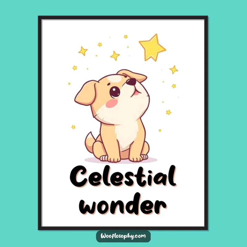 Funny Dog Stargazer Poster: Wondering Pup Cosmic Wall Art