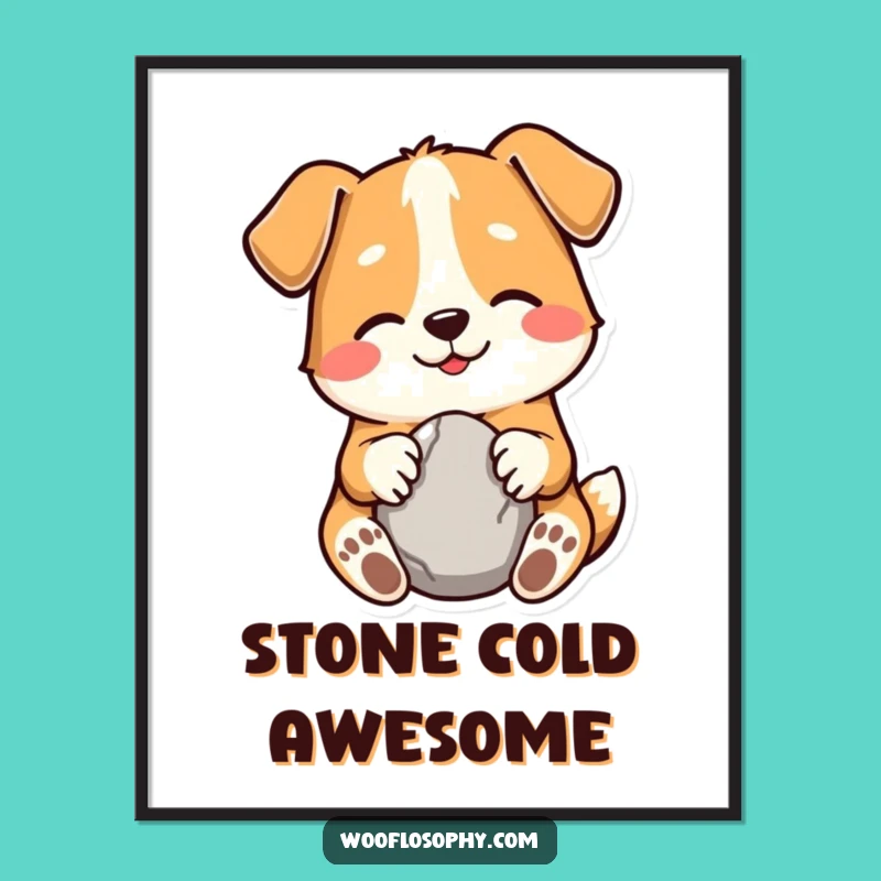 Funny Dog Stone Collector Poster - Whimsical Canine Simple Humor Art