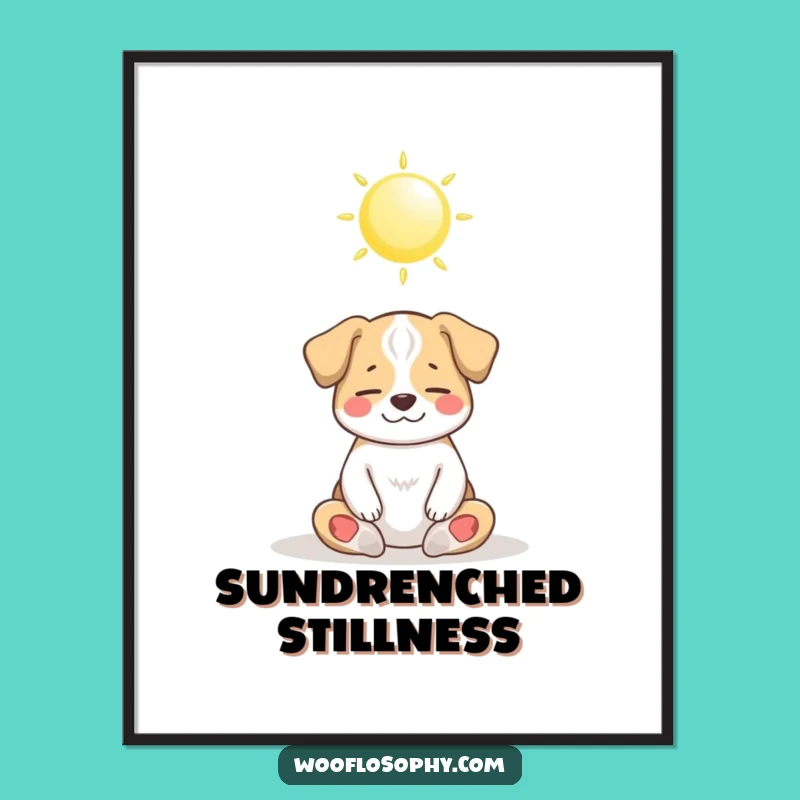 Funny Dog Zen Poster: Peaceful Meditating Pup Sun Art