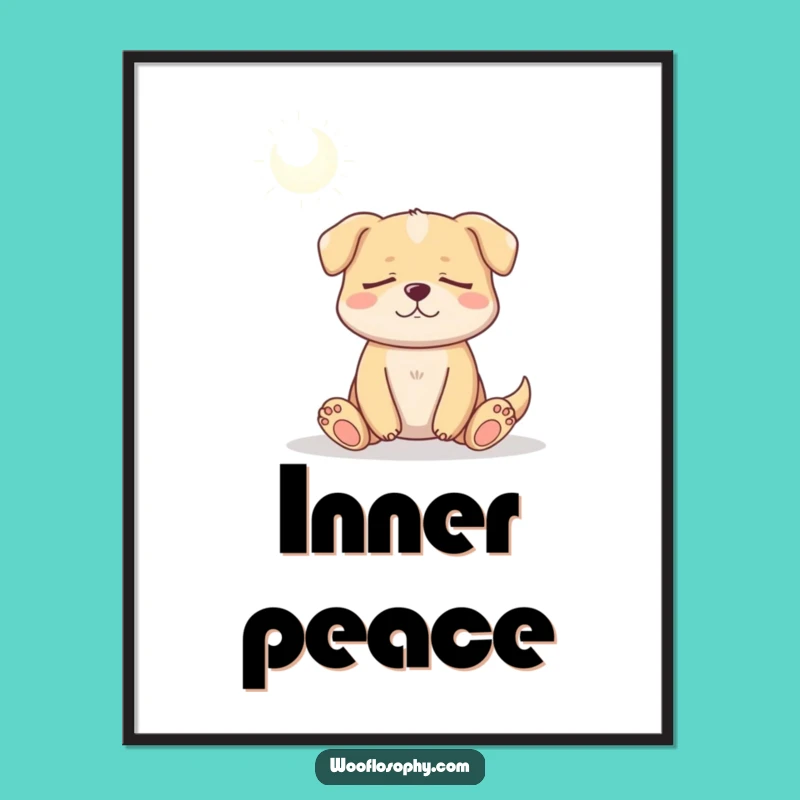 Funny Serene Dog Meditation Poster, Inspiring Canine Zen Art for Your Peaceful Space
