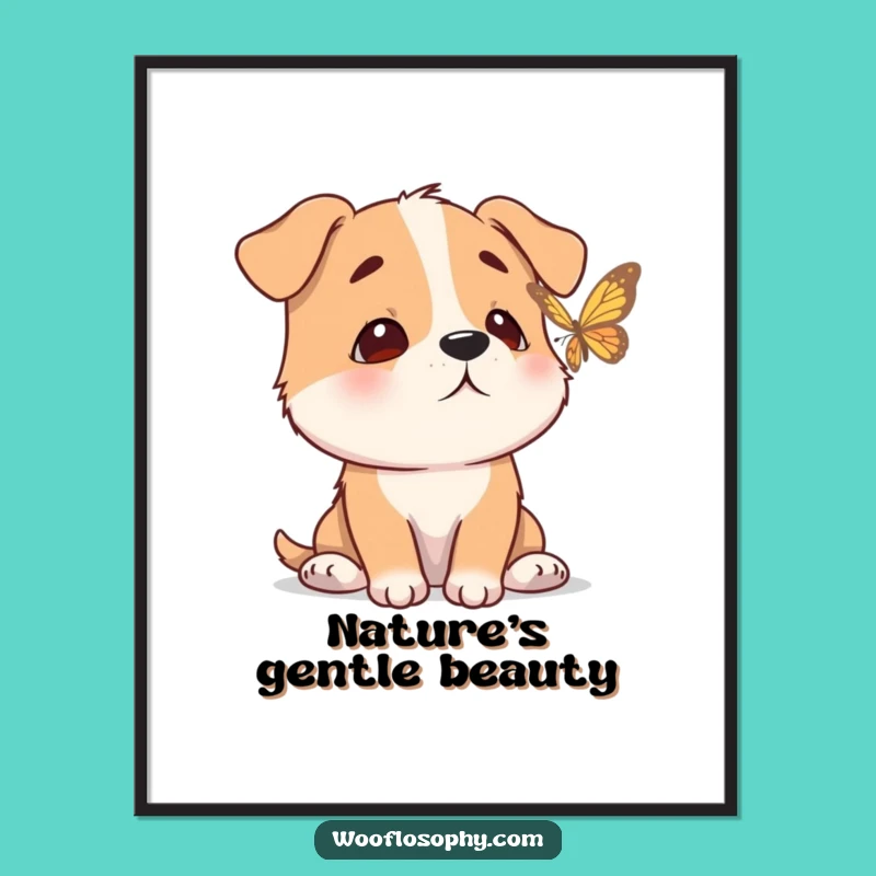Funny Serene Dog Poster - Butterfly Watching Nature Art Gift!