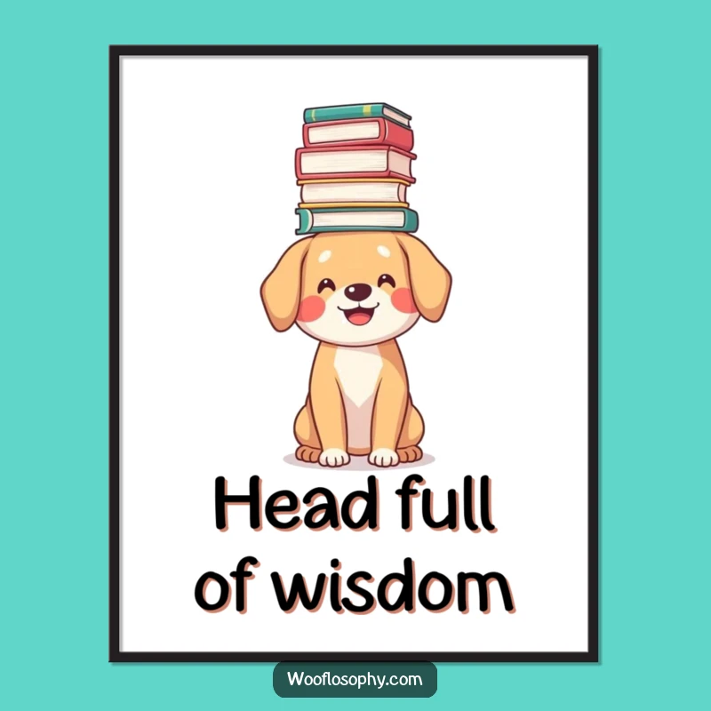 Funny Bookworm Dog Poster: Intellectual Pooch Art for Your Walls Gift