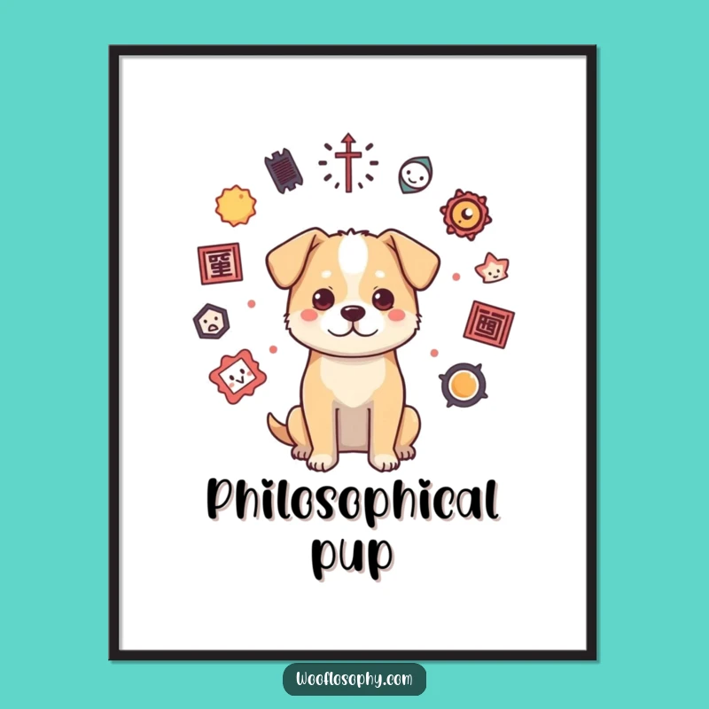 Funny Philosophical Dog Poster: Deep Thinking Canine Art - Wall Gift