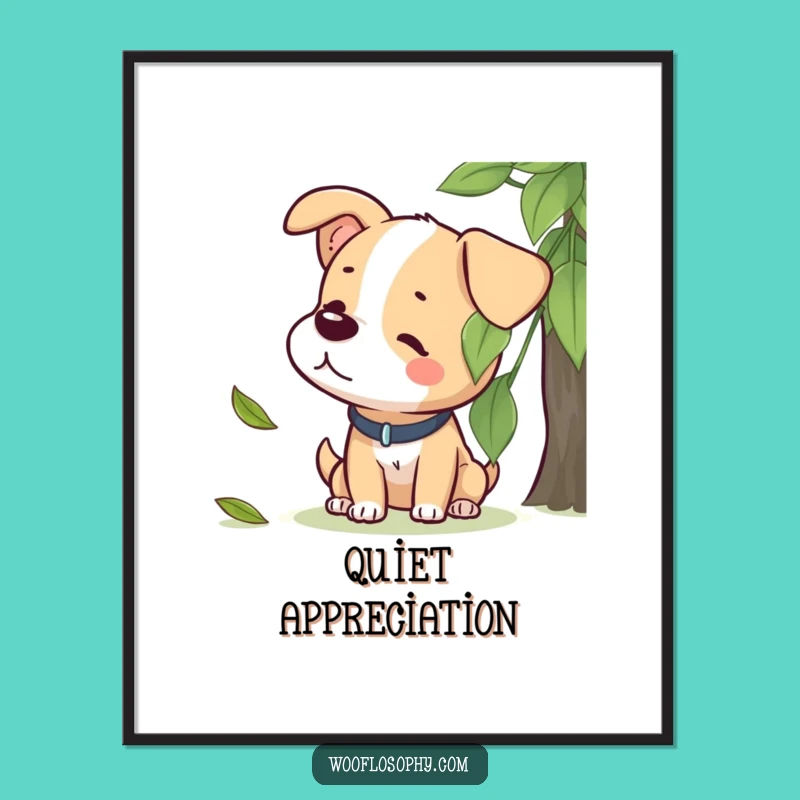 Funny Dog Leaf Listening Poster - Serene Canine Art for Walls
