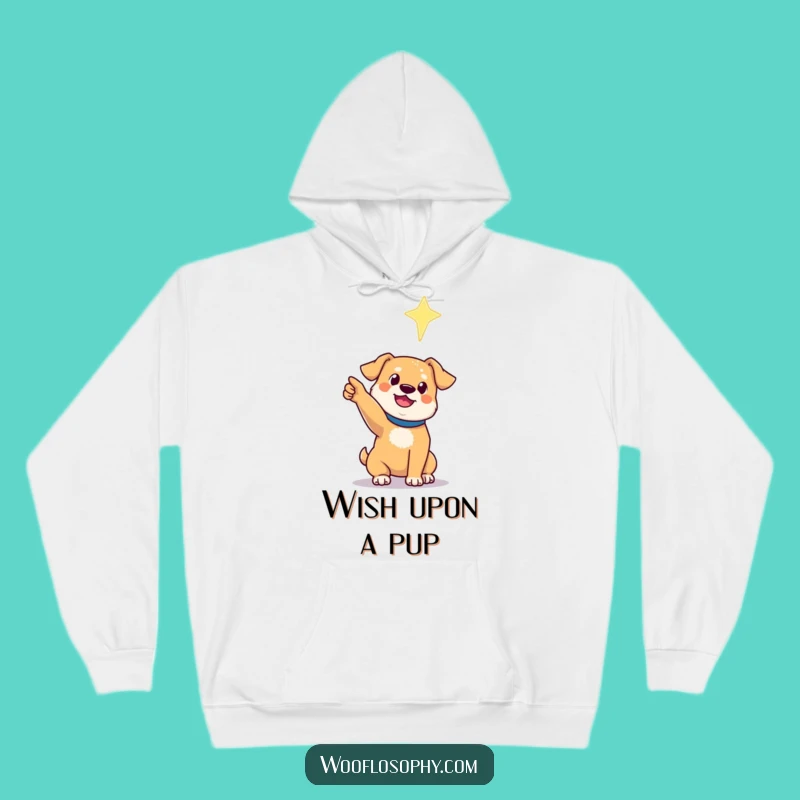 Funny Dog Hoodie: Cozy Canine Dreamer Points to a Distant, Shimmering Star